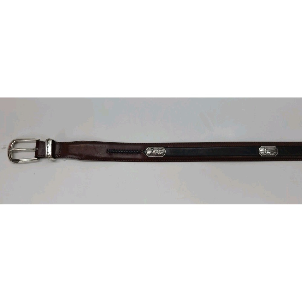 VTG Onyx by Brighton Golfing Visit Belt‎ Brown and Black Leather and Silver - Picture 7 of 14